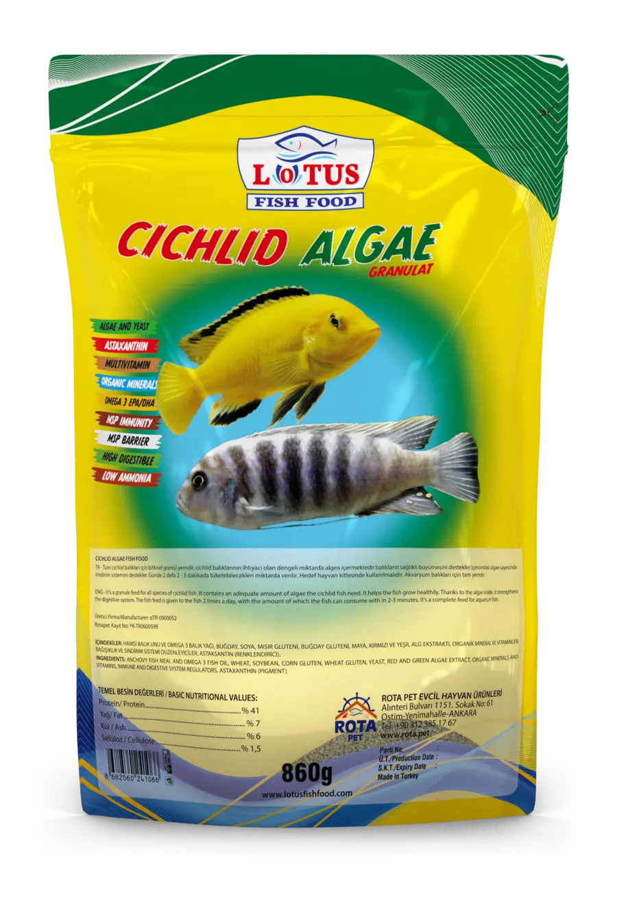 Lotus • Cichlid Algae Granulat • 860 g poşet