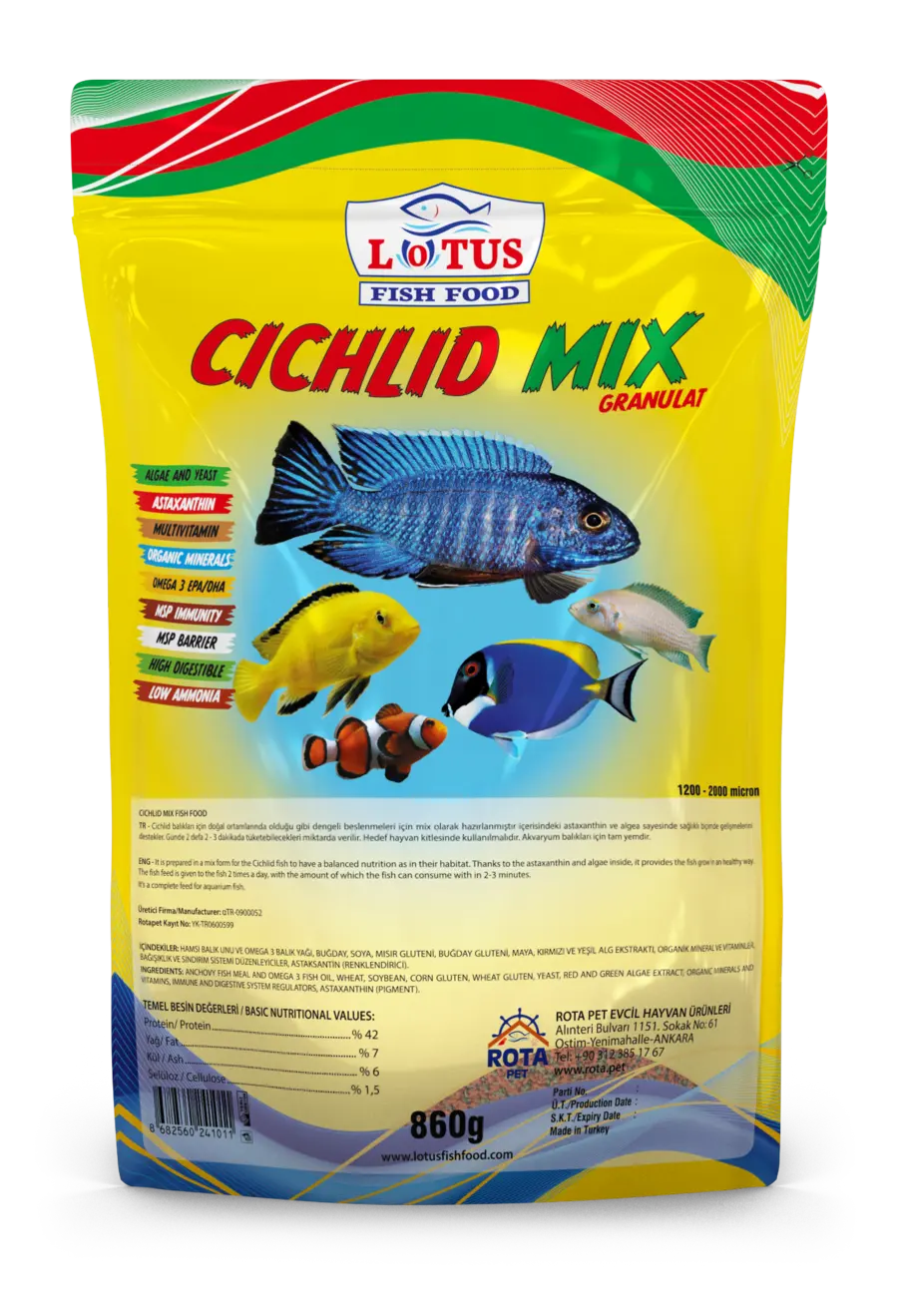 Lotus • Cichlid Mix Granulat • 860 g poşet