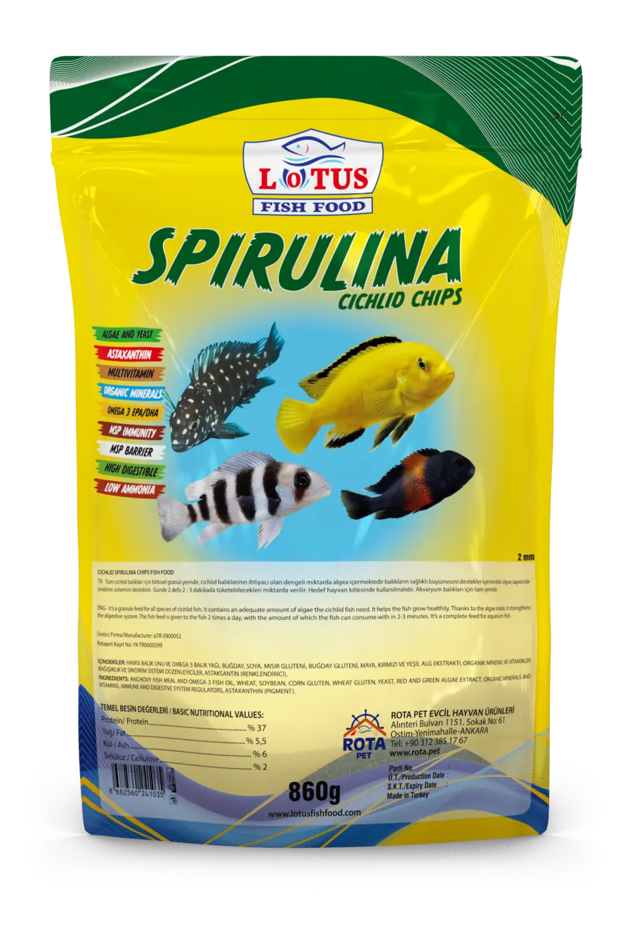 Lotus • Cichlid Spirulina Chips • 860 g poşet