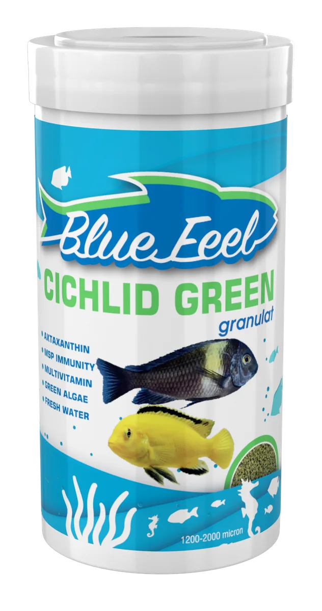 Blue Feel • Cichlid Green Granulat kutu örneği